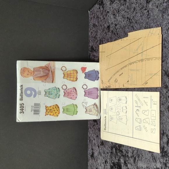 Butterick Pattern B3405 Infants' Dress, Top, Romper, Panties, Hat & Headband - Picture 3 of 3